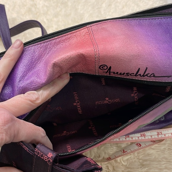 Anuschka Floral Purple Handbag and Wallet Set with bag charm and eyeglass pouch - Picture 8 of 14